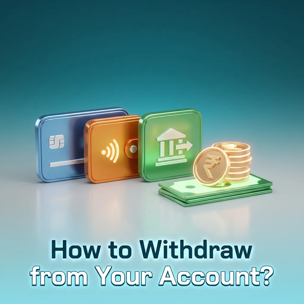 Step-by-step withdrawal process showing verify account, navigate menu, choose payment method, enter amount, and confirm request.