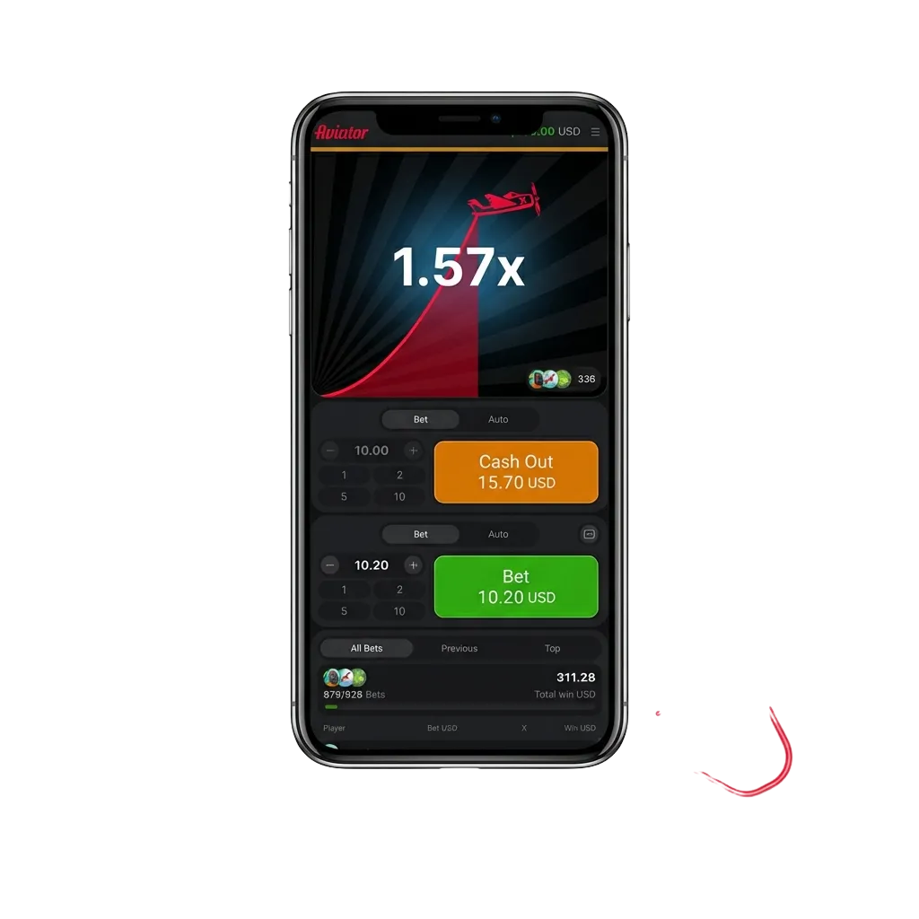 Mobile phone displaying Aviator game app interface on screen, available for Android and iOS download in 2025